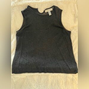 Valerie Stevens II Size 1X Black Beaded Sleeveless Tank